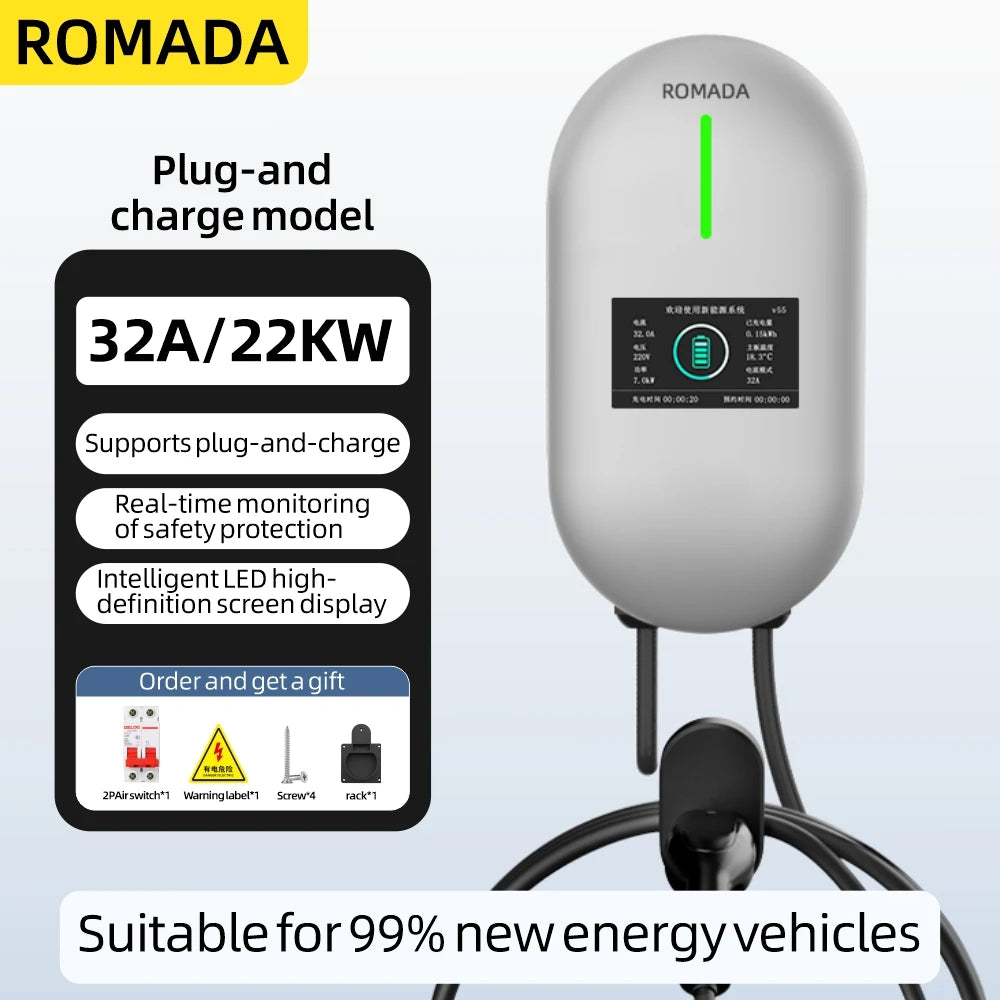ROMADA Type 2 EV Charging Station | 22kW 32A