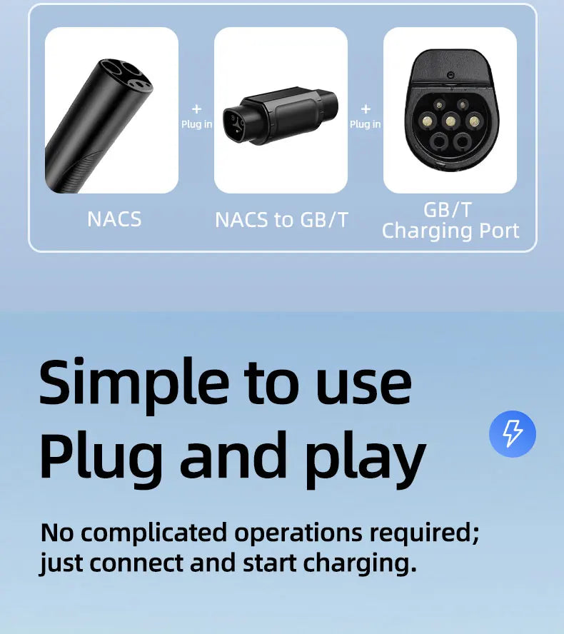 32A 7KW Electric Vehicle EV Charger Adapter NACS to Type 1 J1772/Type 2 IEC62196/GBT20234 Compatible Tesla Charging Connector
