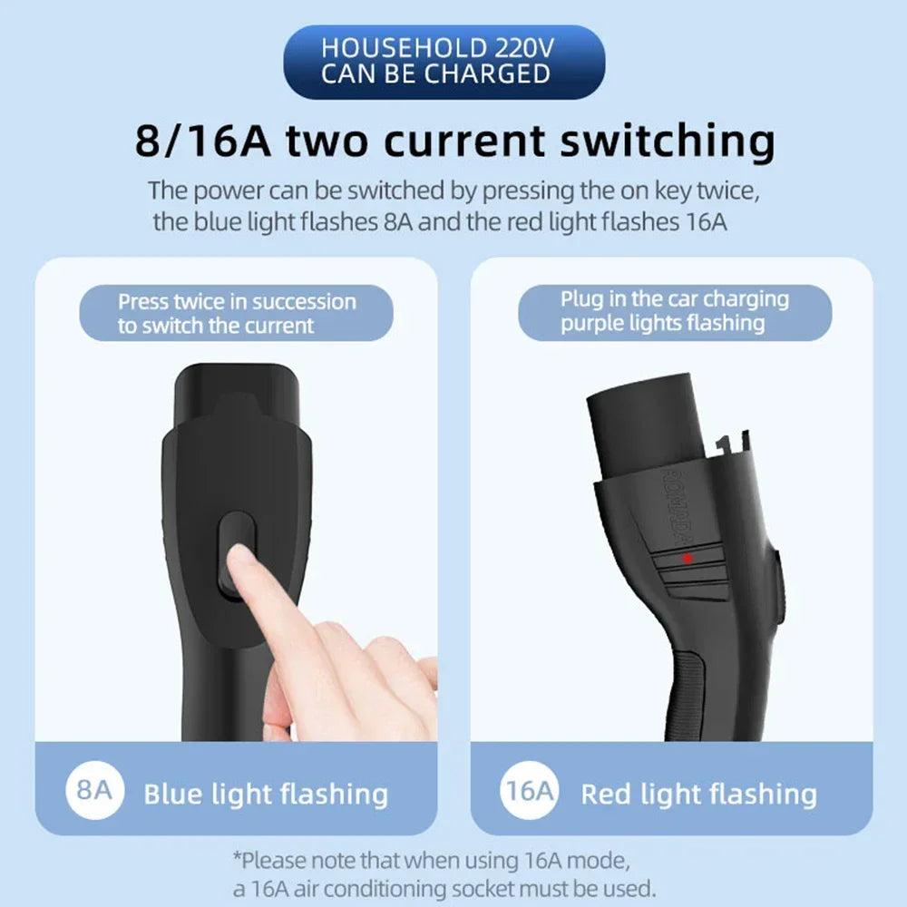 3.5KW 16A Portable EV Charger with GB/T20234 Connector EU Plug 3M-20M Cable Length Options Wallbox Adapter for Electric Vehicles