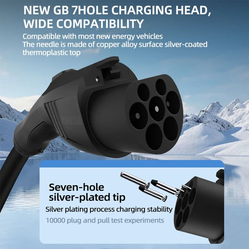 Electric Vehicle 7KW 32A EV Portable Charger 3M 5M 10M 15M 20M Cable GB/T20234 EVSE CEE Plug Wallbox Adapter For