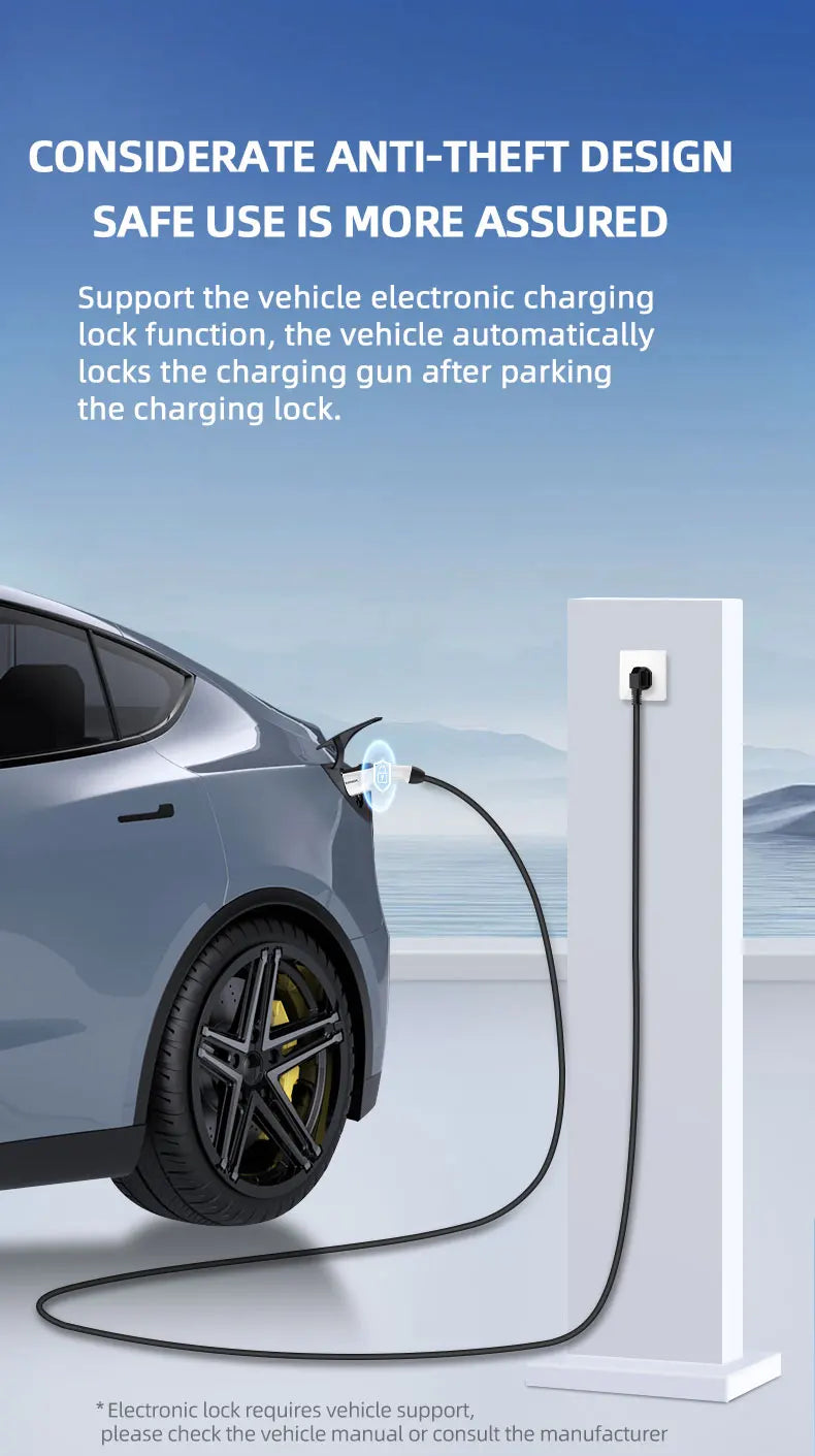 For Electric Vehicle 7KW 32A EV Portable Charger 3M 5M 10M 15M 20M Cable Type2 IEC62196 EVSE CEE Plug Wallbox Adapter