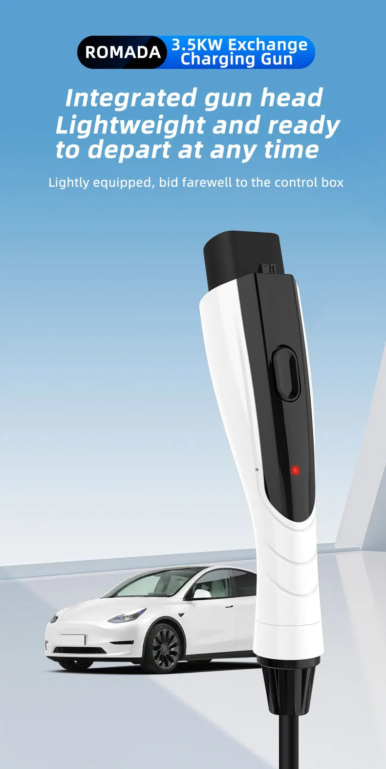NEW ROMADA Portable 3.5KW 16A EV Charger 3M-20M Cable GBT20234 EVSE EU Plug Wallbox Adapter High Efficiency For Electric Vehicle