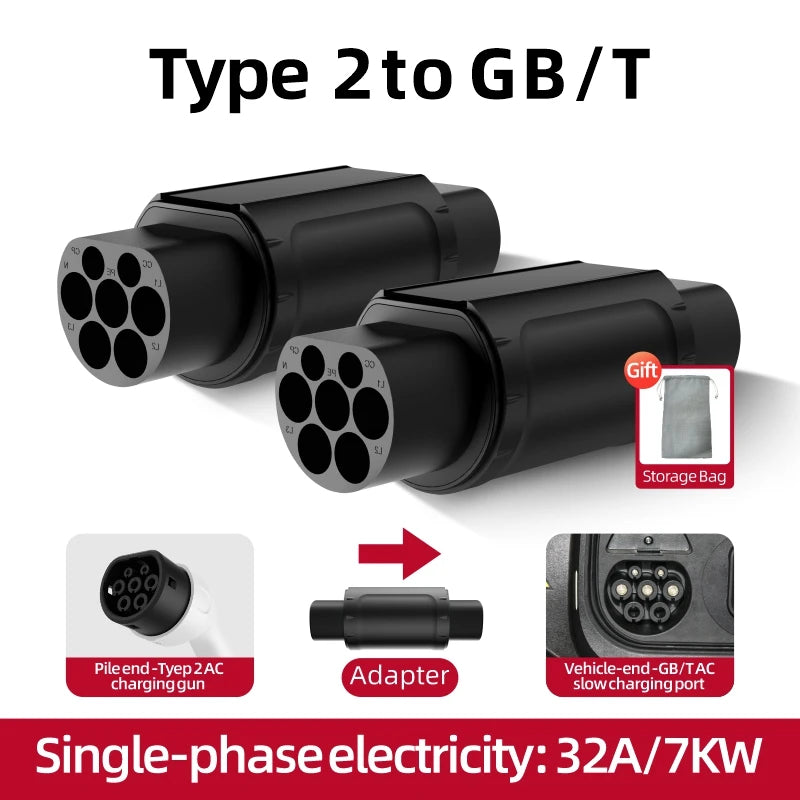 Electric Vehicle Charging Type2 to GBT Connector Type2 to Type1 EV Adapter Type1 to GBT EVSE Charger Type1 to Type2 For EV