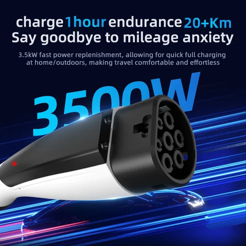 NEW ROMADA 3.5KW 16A Portable EV Charger 3M-10M Cable IEC62196 TYPE2 EVSE EU Plug Safe Fast Charging for Electric Vehicles CE