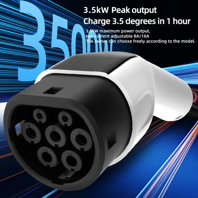 ROMADA 3.5KW 16A EV Portable Charger 3M 5M 10M 15M 20M Cable Type2 IEC62196 EVSE EU Plug Wallbox Adapter For Electric Vehicle