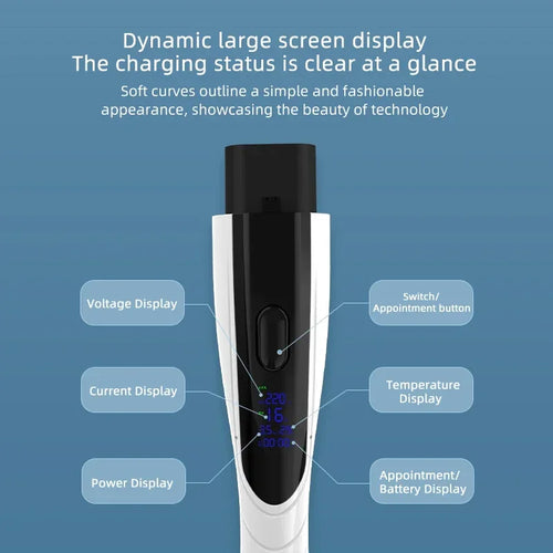 NEW 3.5KW 16A GB/T20234 EV Portable Charger 3M-20M Cable EVSE EU Plug Wallbox Adapter With Display Screen Fast Charging For EV