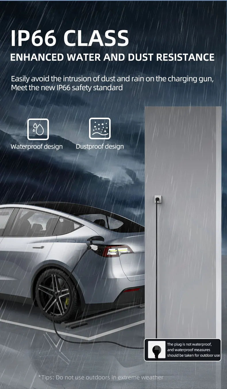 For Electric Vehicle 7KW 32A EV Portable Charger 3M 5M 10M 15M 20M Cable Type2 IEC62196 EVSE CEE Plug Wallbox Adapter