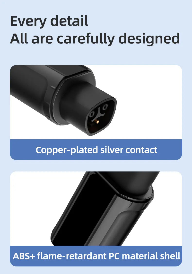 32A 7KW Electric Vehicle EV Charger Adapter NACS to Type 1 J1772/Type 2 IEC62196/GBT20234 Compatible Tesla Charging Connector