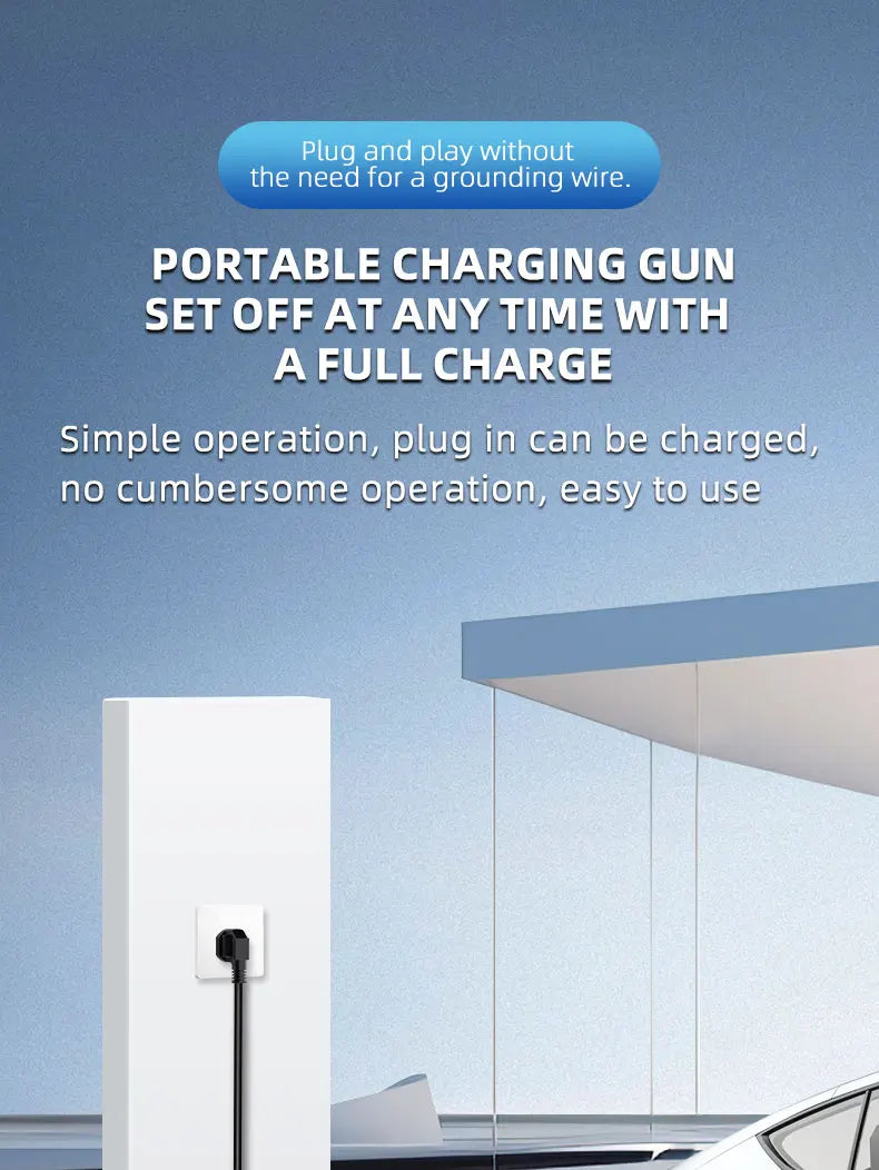 GB/T20234 3.5KW 16A Portable EV Charger with Connector EU Plug 3M-20M Cable Length Options Wallbox Adapter for Electric Vehicle