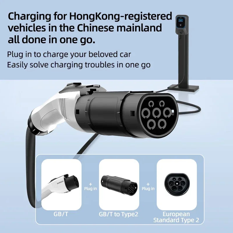 EV Charger Adaptor GBT/20234 to Type2/SAE J1772 Type1/Tesla NACS Electric Vehicle Connector for Charging 16A 3.5KW 32A 7KW