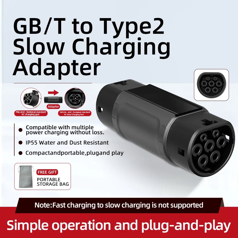 16A 3.5KW 32A 7KW EV Charger Adaptor GBT/20234 to SAE J1772 Type1/ Type2/Tesla NACS Electric Vehicle Connector for Charging