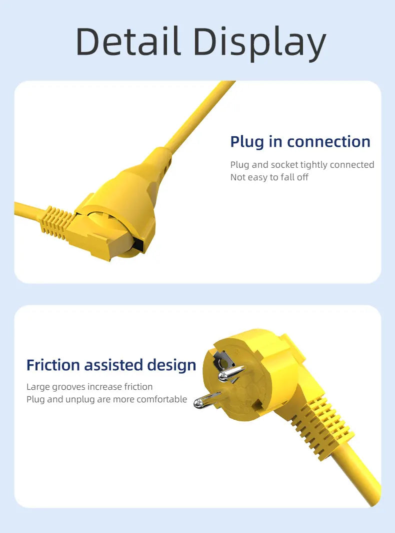 Power Strip Extension Cord with 16A EU Outlets 4kw Electric Schuko Plug Sockets Indoor Outdoor 5/10/20m Cable for Engineering
