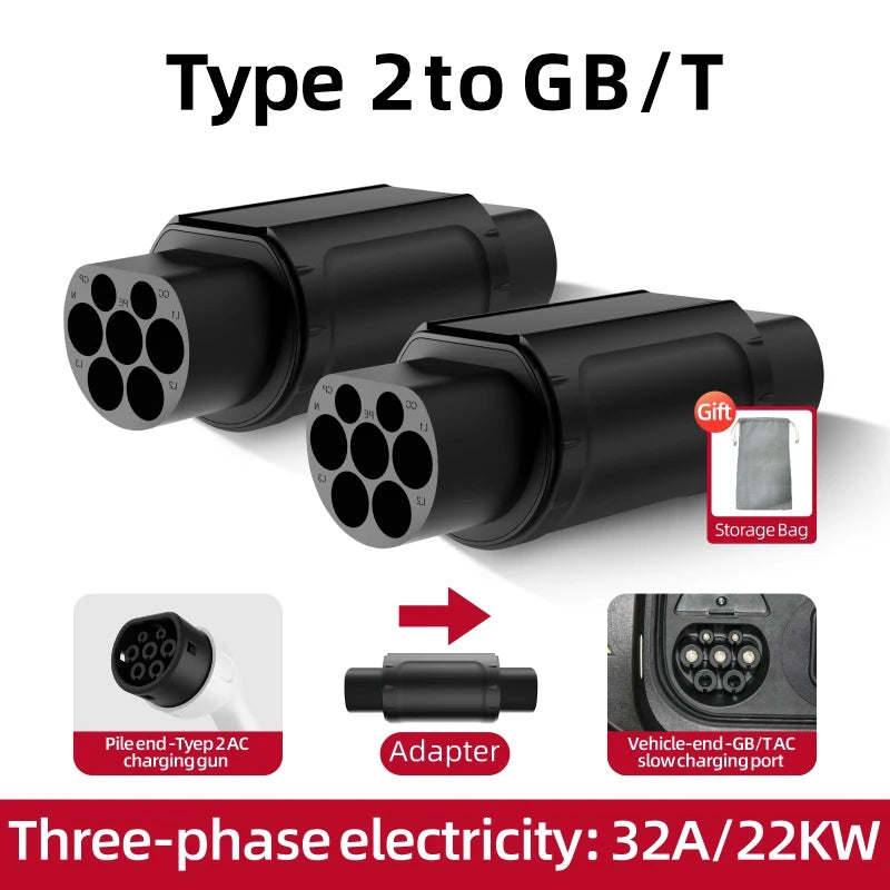 Electric Vehicle Charging Type2 to GBT Connector Type2 to Type1 EV Adapter Type1 to GBT EVSE Charger Type1 to Type2 For EV