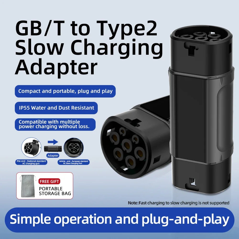 EV Charger Adaptor GBT/20234 to Type2/SAE J1772 Type1/Tesla NACS Electric Vehicle Connector for Charging 16A 3.5KW 32A 7KW