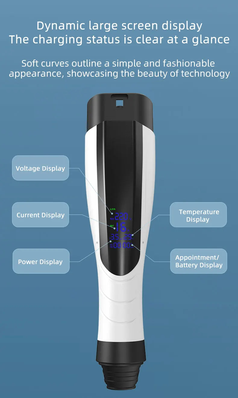 ROMADA NEW 3.5KW 16A Portable EV Charger IP66 Waterproof With Display 3M-10M Cable IEC62196 TYPE2 EVSE EU Plug Fast Charging CE