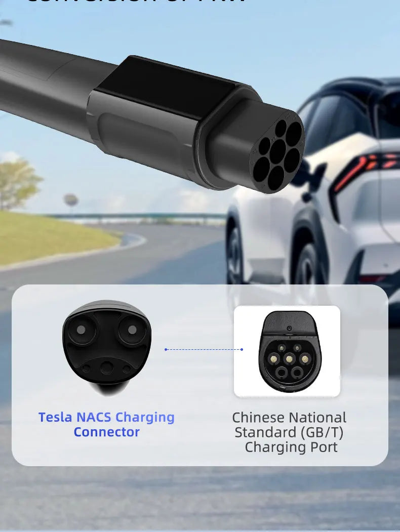 32A 7KW Electric Vehicle EV Charger Adapter NACS to Type 1 J1772/Type 2 IEC62196/GBT20234 Compatible Tesla Charging Connector