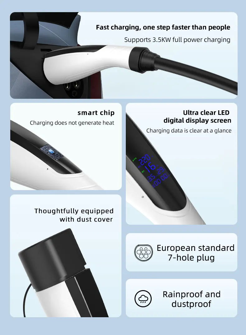 ROMADA Type 2 Portable EV Charger | 3.5kW 16A