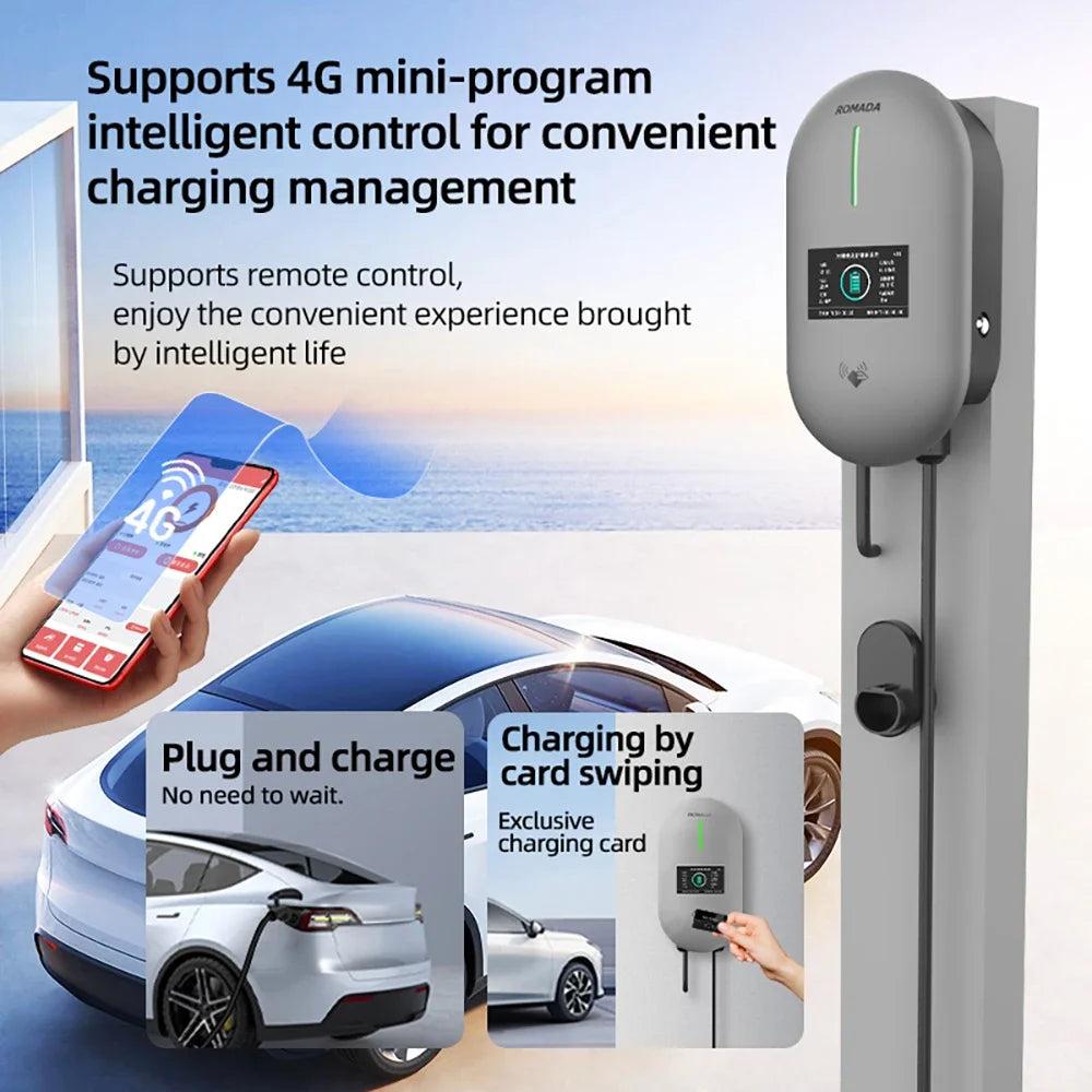 EV Charger Type2 32A 22KW 3 Phase IEC62196 Cord Charger Plug EVSE Wallbox Charging Station for Electric Vehicle Car Charger ﻿