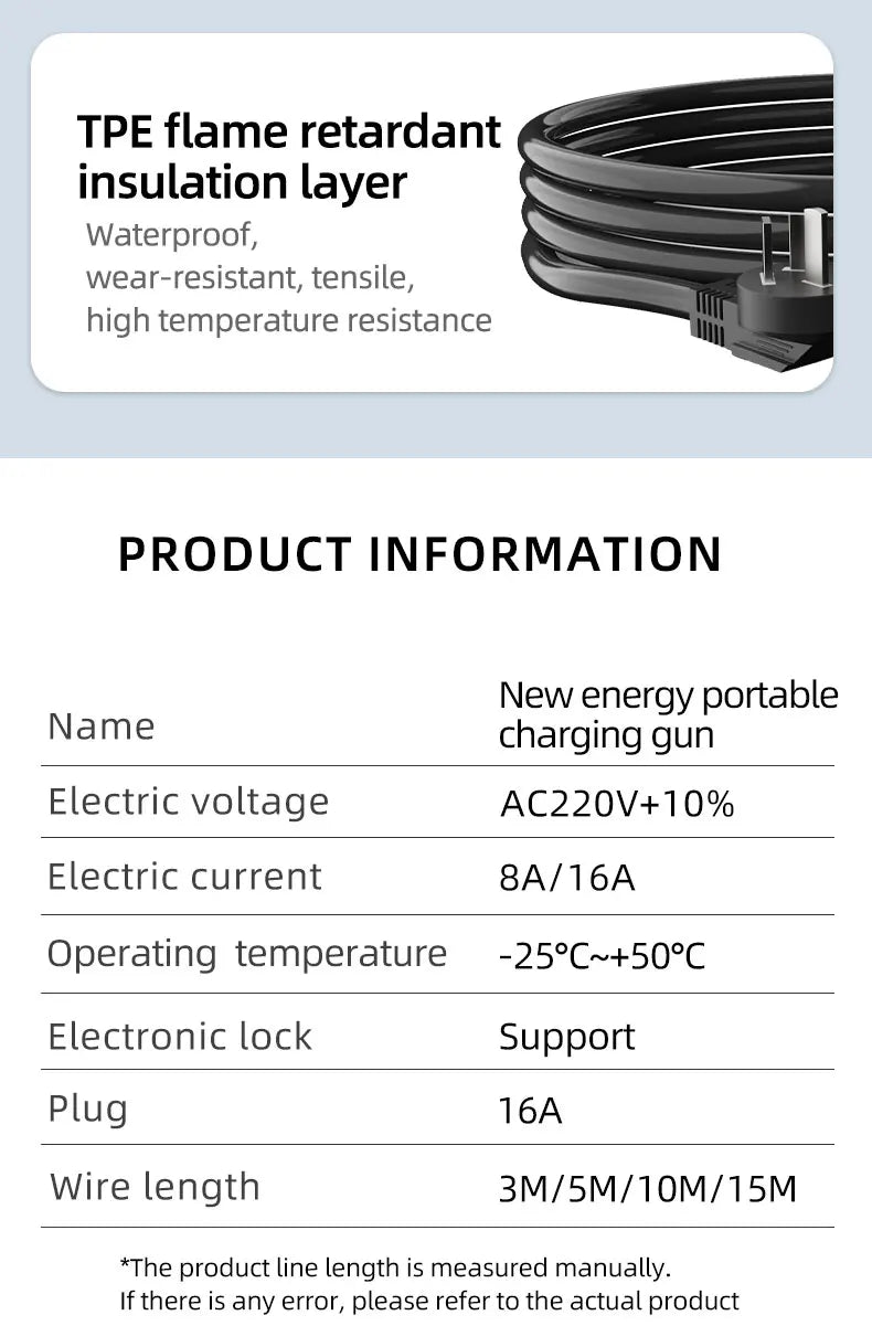 For Electric Vehicle 7KW 32A EV Portable Charger 3M 5M 10M 15M 20M Cable Type2 IEC62196 EVSE CEE Plug Wallbox Adapter