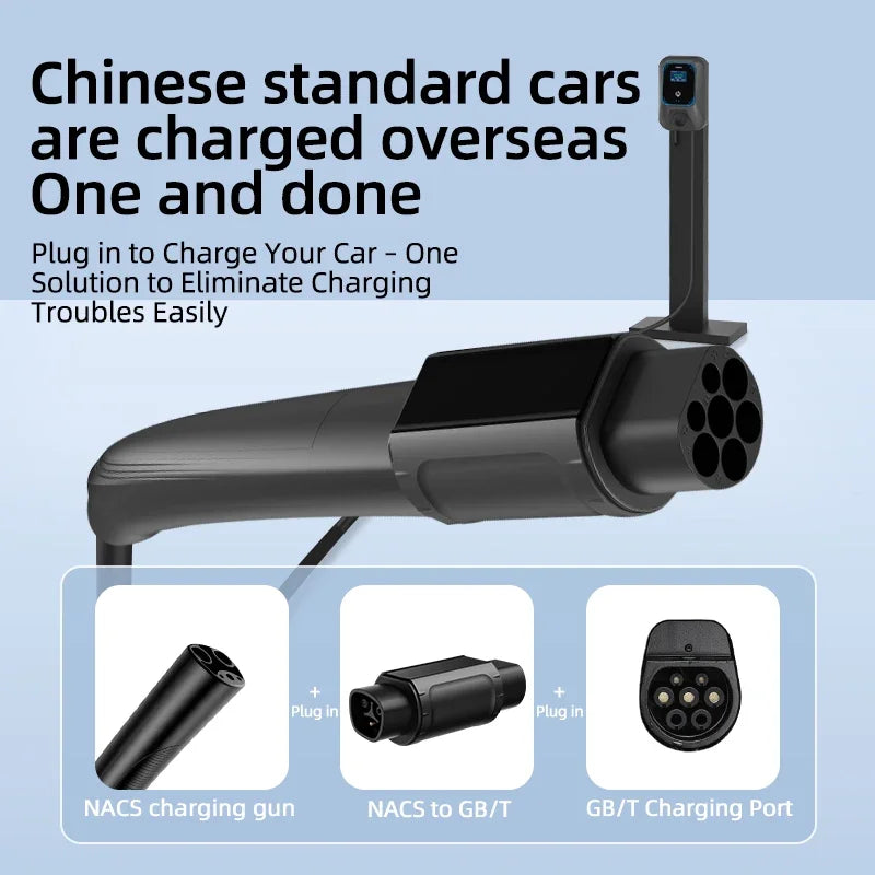 32A 7KW Electric Vehicle EV Charger Adapter NACS to Type 1 J1772/Type 2 IEC62196/GBT20234 Compatible Tesla Charging Connector