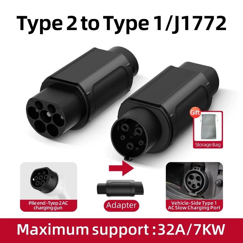 Electric Vehicle Charging Type2 to GBT Connector Type2 to Type1 EV Adapter Type1 to GBT EVSE Charger Type1 to Type2 For EV