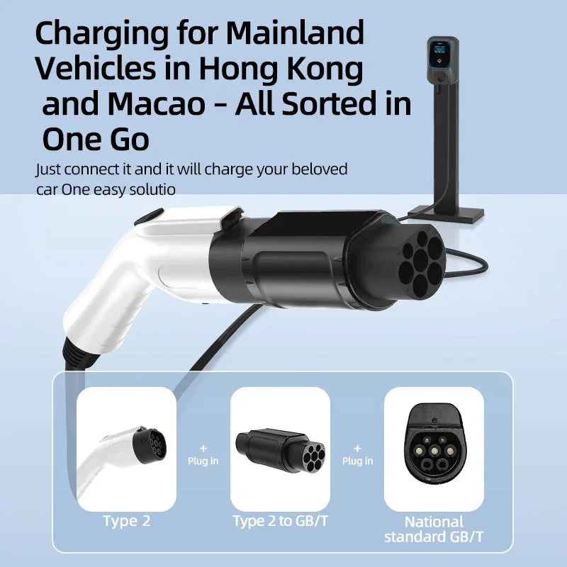 Electric Vehicle Charging Type2 to GBT Connector Type2 to Type1 EV Adapter Type1 to GBT EVSE Charger Type1 to Type2 For EV