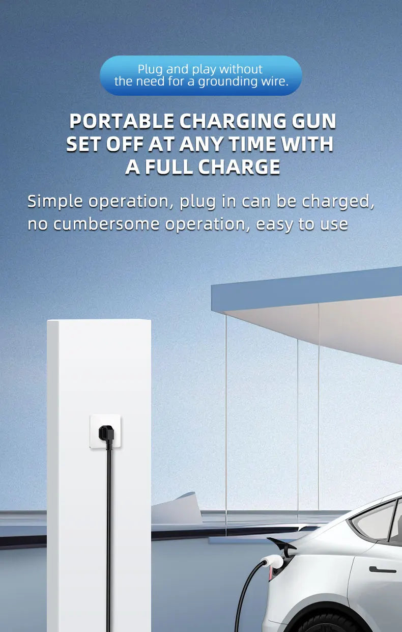 ROMADA 3.5KW 16A EV Portable Charger 3M 5M 10M 15M 20M Cable Type2 IEC62196 EVSE EU Plug Wallbox Adapter For Electric Vehicle