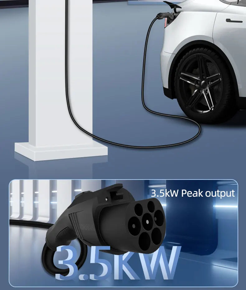 GB/T20234 3.5KW 16A Portable EV Charger with Connector EU Plug 3M-20M Cable Length Options Wallbox Adapter for Electric Vehicle