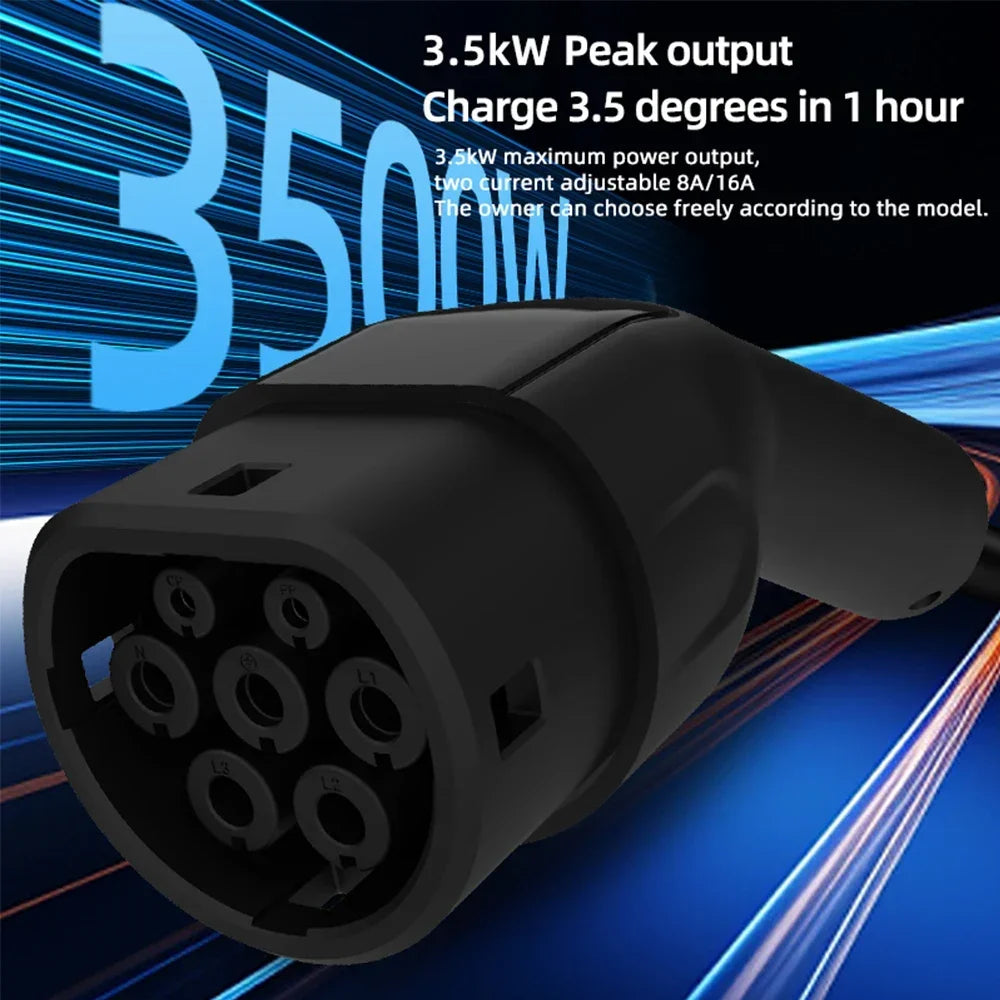Portable 3.5KW 16A EV Charger 3M 5M 10M 15M 20M Cable Type2 IEC62196 EVSE EU Plug Wallbox Adapter For Electric Vehicle