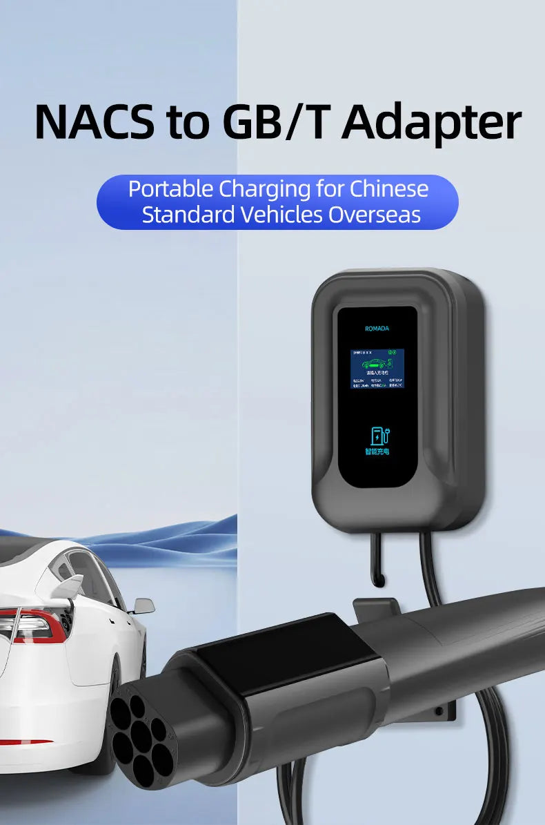 32A 7KW Electric Vehicle EV Charger Adapter NACS to Type 1 J1772/Type 2 IEC62196/GBT20234 Compatible Tesla Charging Connector