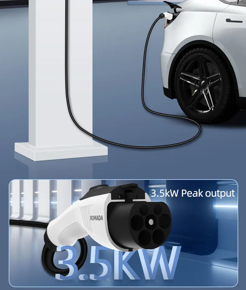For Electric Vehicle 7KW 32A EV Portable Charger 3M 5M 10M 15M 20M Cable Type2 IEC62196 EVSE CEE Plug Wallbox Adapter