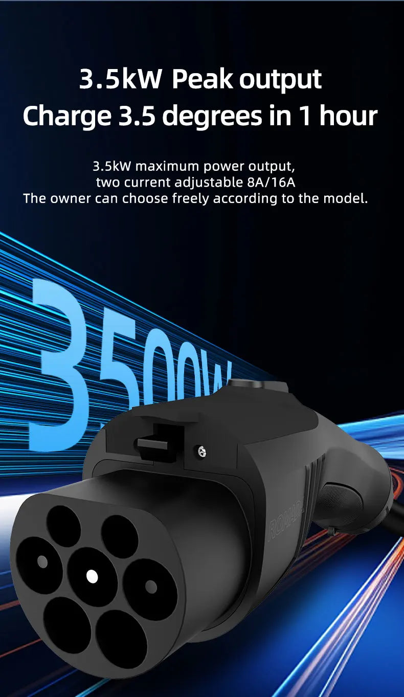 GB/T20234 3.5KW 16A Portable EV Charger with Connector EU Plug 3M-20M Cable Length Options Wallbox Adapter for Electric Vehicle