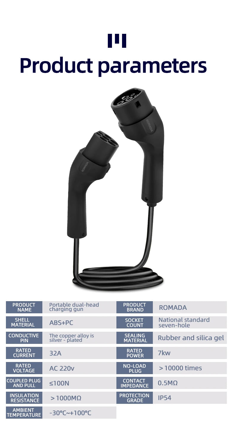 ROMADA Type 2 Charging Cable | 7kW 32A, 5m